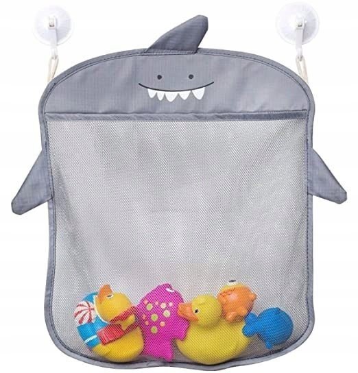 Ikonka Organizator de jucarii pentru baie suspendat 35x40cm Grey Shark
