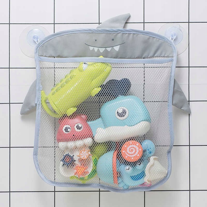Ikonka Organizator de jucarii pentru baie suspendat 35x40cm Grey Shark