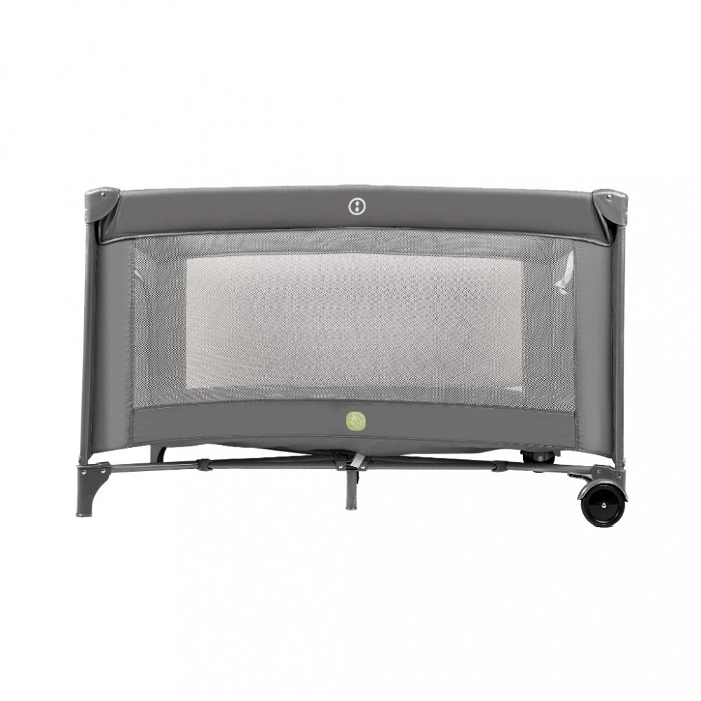Ikonka Patut pliabil de calatorie Grey pentru copii cadru din aluminiu picioare antiderapante si roti cu blocare buzunar lateral pentru depozitare saltea pliabila inclusa
