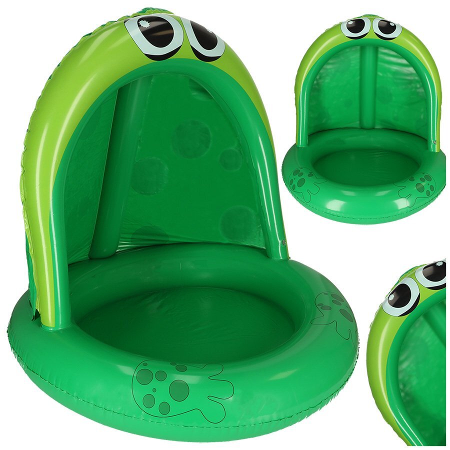 Ikonka Piscina gonflabila cu umbrar 101 cm Broscuta Verde