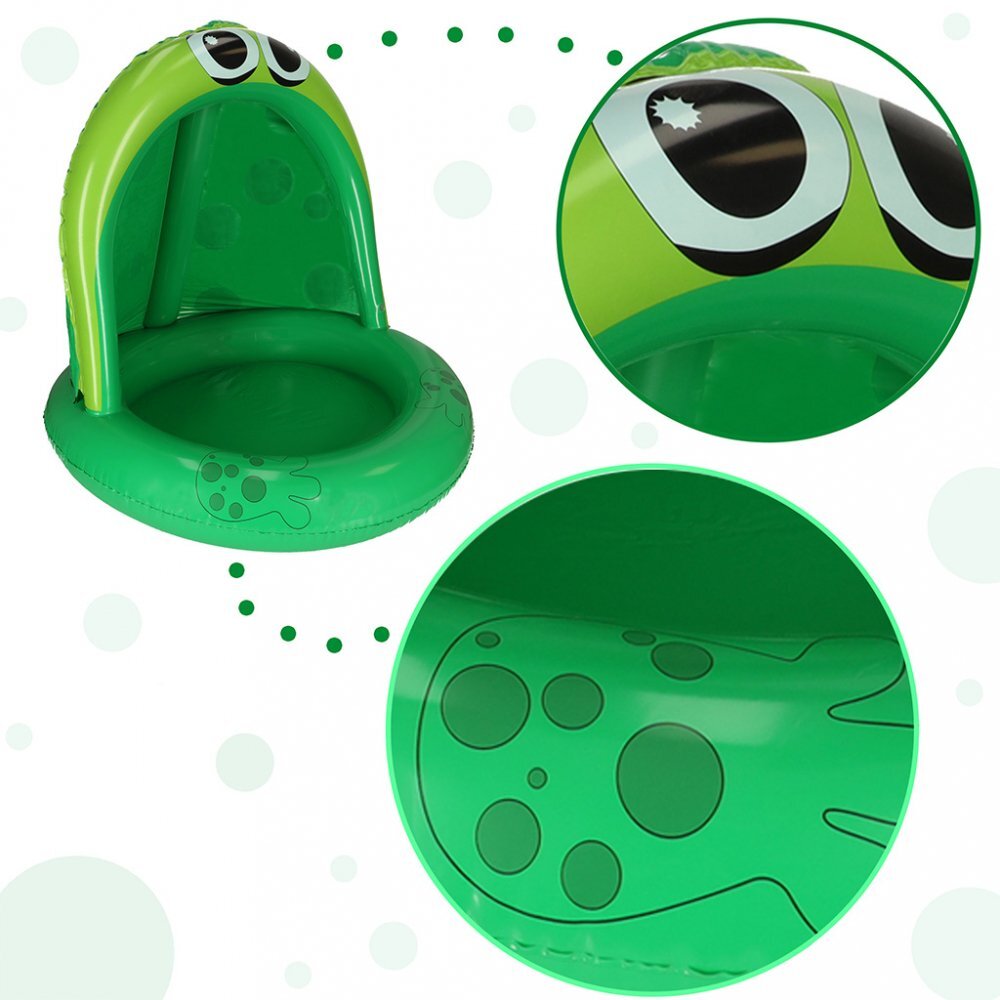 Ikonka Piscina gonflabila cu umbrar 101 cm Broscuta Verde