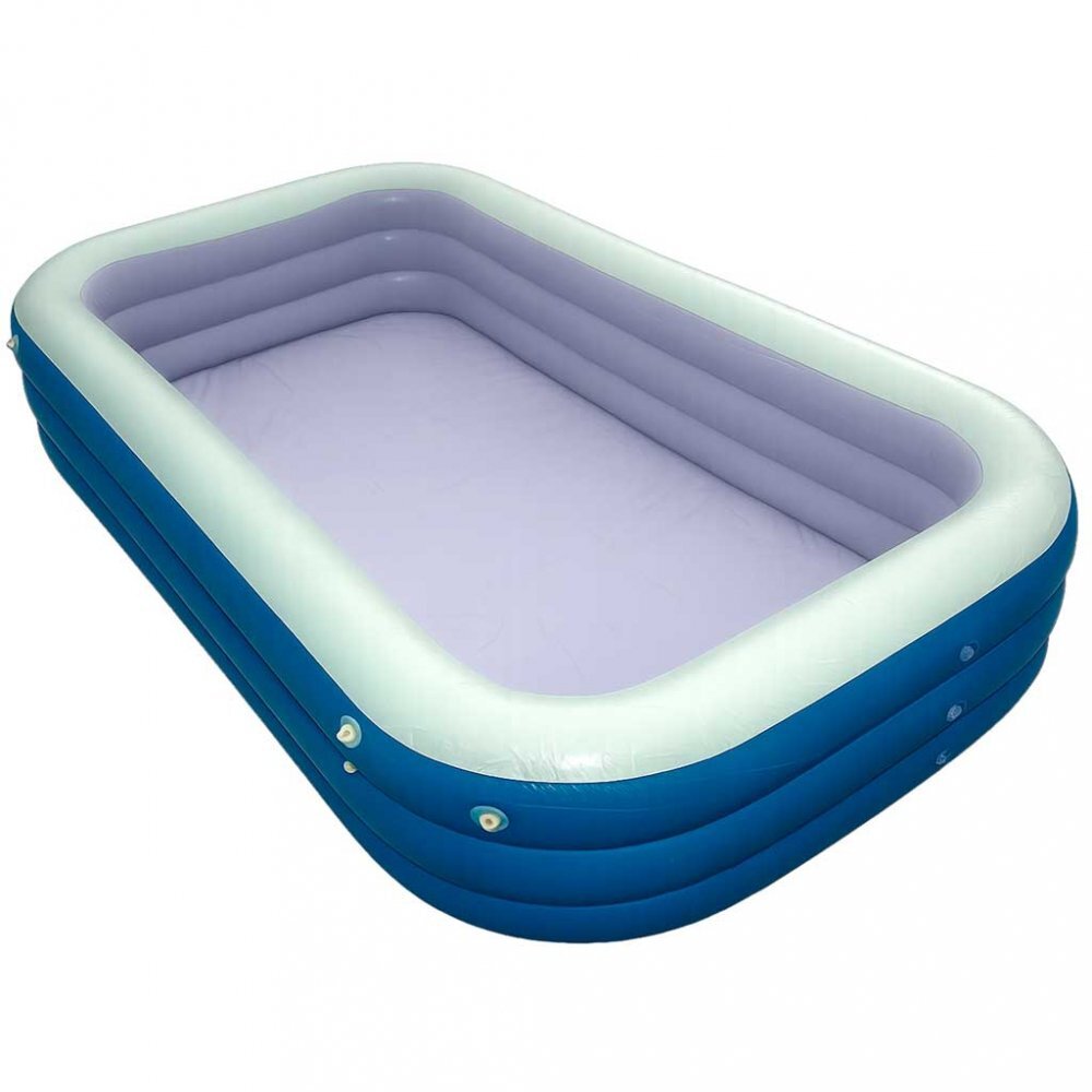 Ikonka Piscina gonflabila de gradina pentru copii BlueGreen din PVC rezisten cu tobogan parasolar impermeabil furtun de drenaj capacitate 1028 L