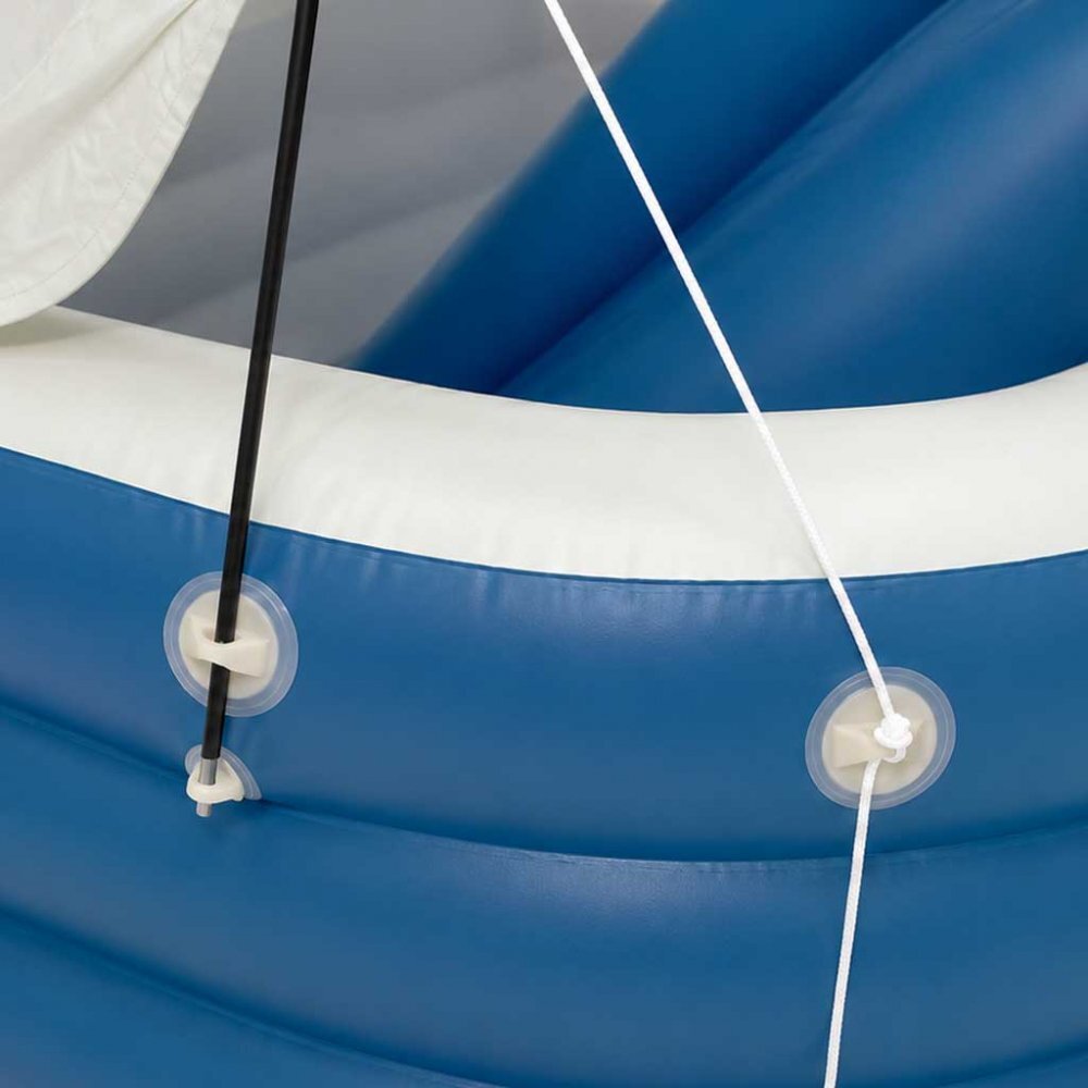 Ikonka Piscina gonflabila de gradina pentru copii BlueGreen din PVC rezisten cu tobogan parasolar impermeabil furtun de drenaj capacitate 1028 L