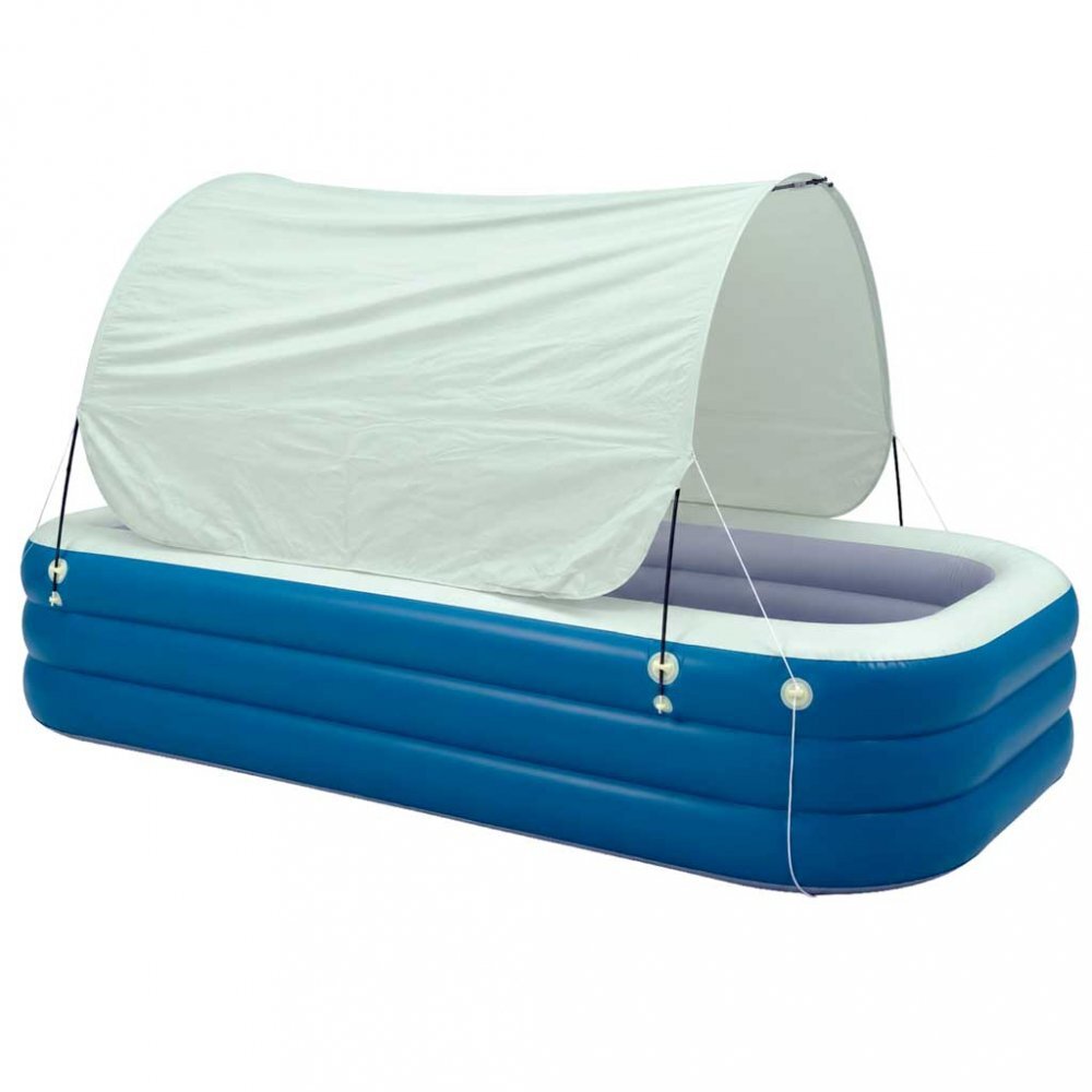 Ikonka Piscina gonflabila de gradina pentru copii BlueGreen din PVC rezisten cu tobogan parasolar impermeabil furtun de drenaj capacitate 1028 L