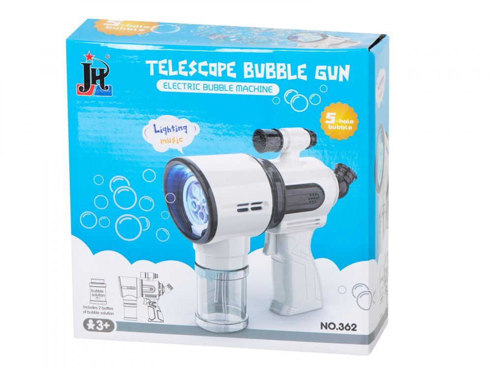 Ikonka Pistol telescopic pentru baloane de sapun cu 2 rezerve de lichid White