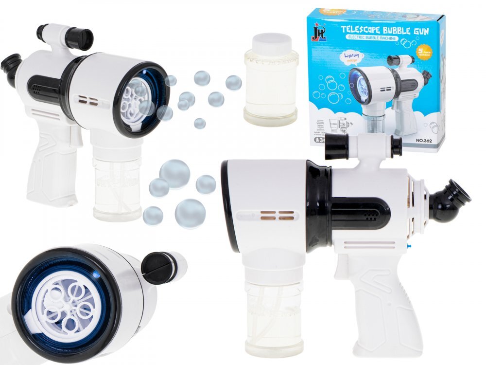 Ikonka Pistol telescopic pentru baloane de sapun cu 2 rezerve de lichid White