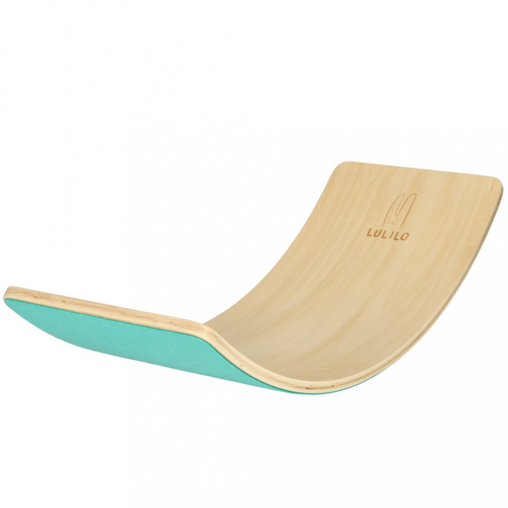 Ikonka Placa de echilibru din lemn pentru copii bej cu pasla turquoise dimensiune 82 x 30 x 2 cm