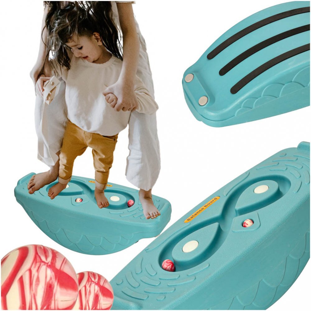 Ikonka Placa de echilibru pentru copii cu labirint si bile turquoise dimesniune 59.5 x 26 x 14 cm