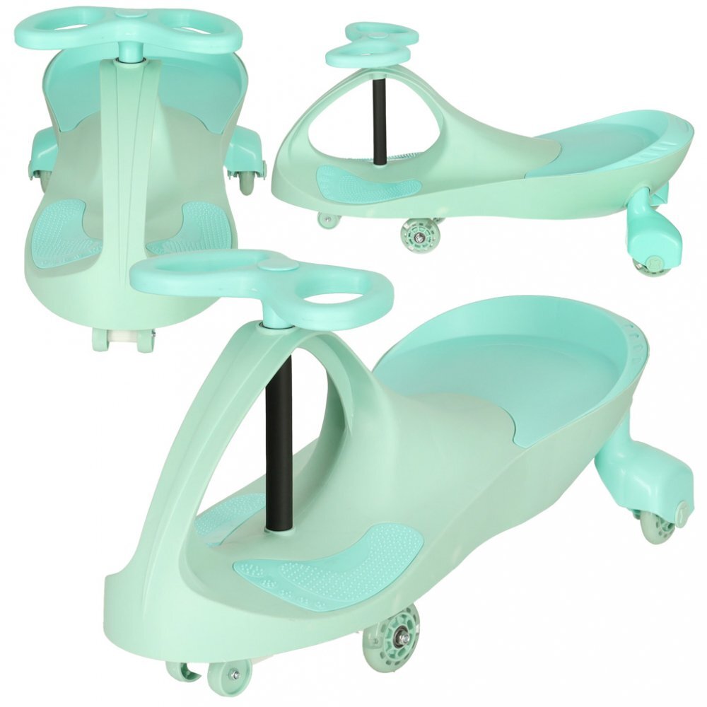Ikonka Plasmacar gravitational cu LED-uri luminoase Pastel Mint inaltime de la sol pana la sezut 21 cm greutate maxima admisa 50 kg