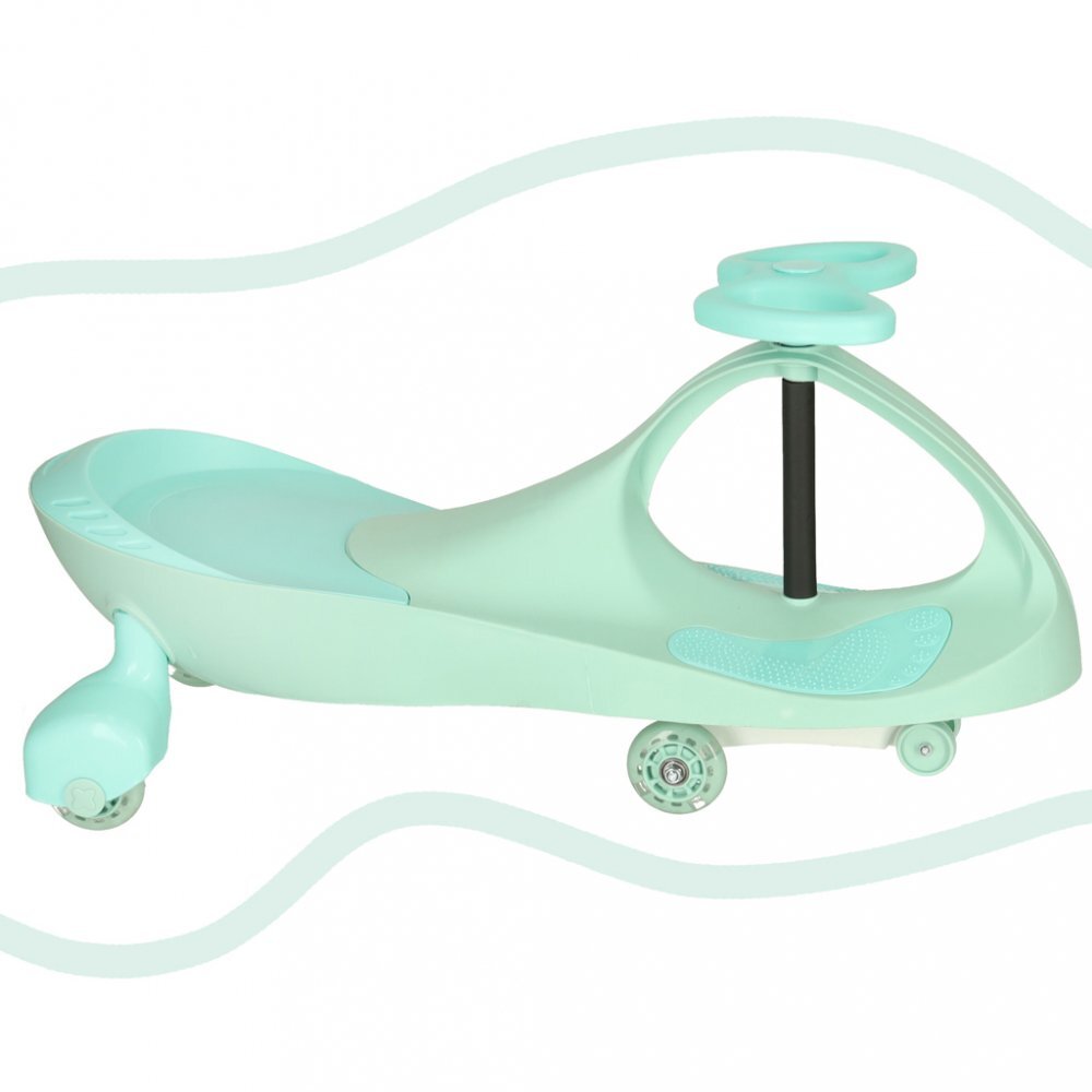 Ikonka Plasmacar gravitational cu LED-uri luminoase Pastel Mint inaltime de la sol pana la sezut 21 cm greutate maxima admisa 50 kg