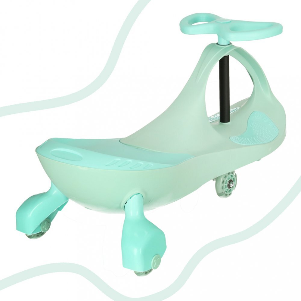 Ikonka Plasmacar gravitational cu LED-uri luminoase Pastel Mint inaltime de la sol pana la sezut 21 cm greutate maxima admisa 50 kg