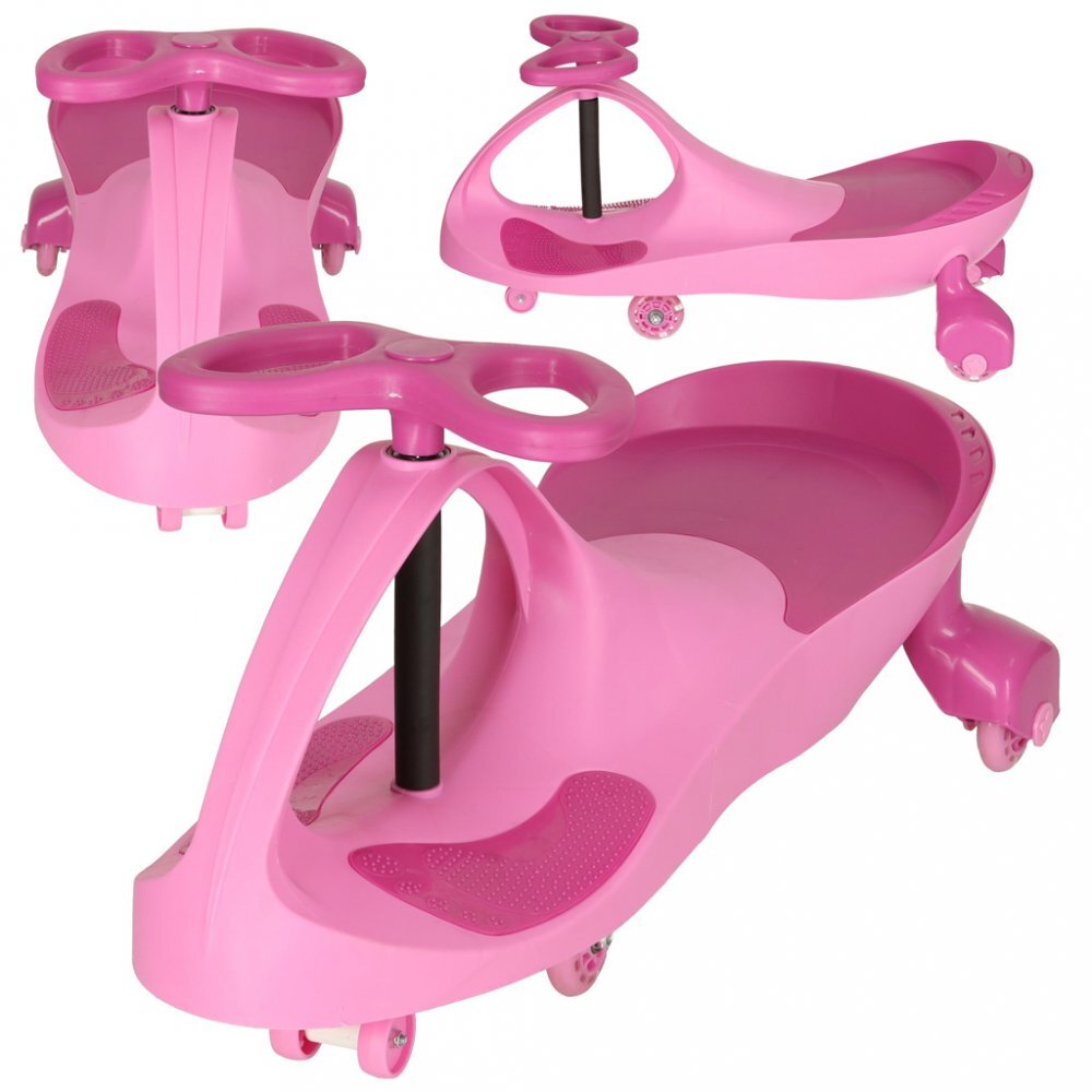 Ikonka Plasmacar gravitational pentru copii cu led-uri luminoase pastel pink inaltime de la sol pana la sezut 21 cm greutate maxima admisa 50 kg