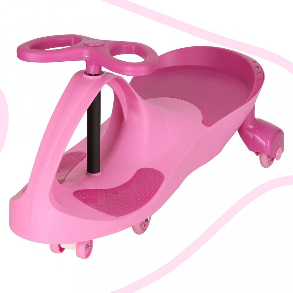 Ikonka Plasmacar gravitational pentru copii cu led-uri luminoase pastel pink inaltime de la sol pana la sezut 21 cm greutate maxima admisa 50 kg