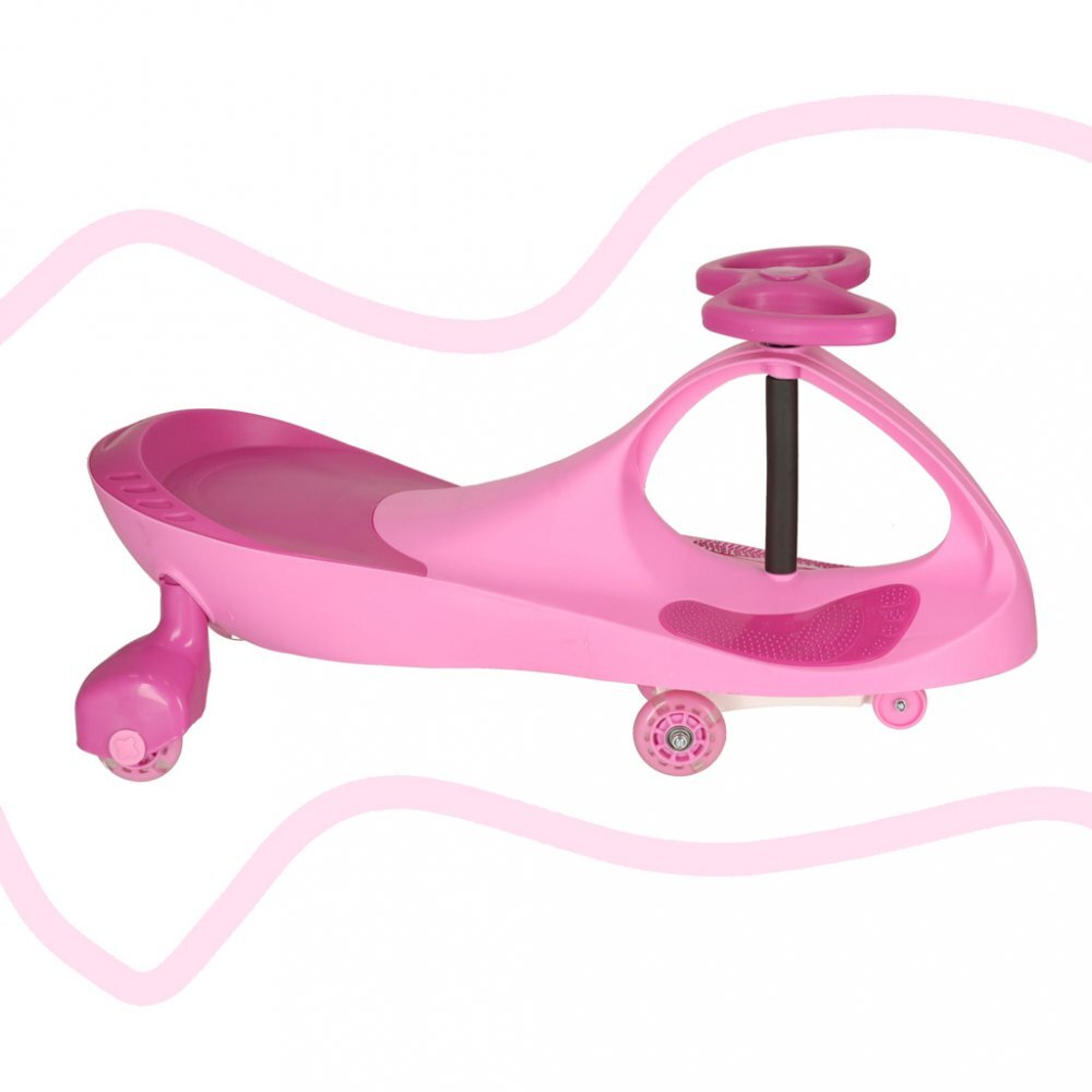 Ikonka Plasmacar gravitational pentru copii cu led-uri luminoase pastel pink inaltime de la sol pana la sezut 21 cm greutate maxima admisa 50 kg