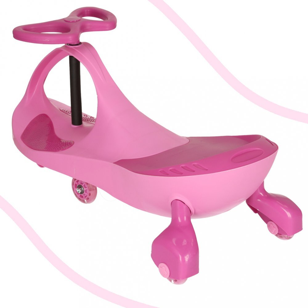 Ikonka Plasmacar gravitational pentru copii cu led-uri luminoase pastel pink inaltime de la sol pana la sezut 21 cm greutate maxima admisa 50 kg