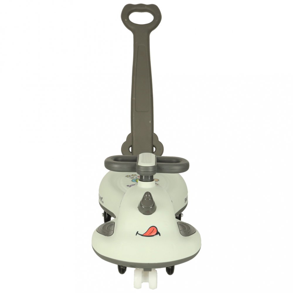 Ikonka PlasmaCar Swing FIX S1 cu LED cu maner Gri constructie solida scaun confortabil Roti cu lumini greutate sustinuta 65 kg