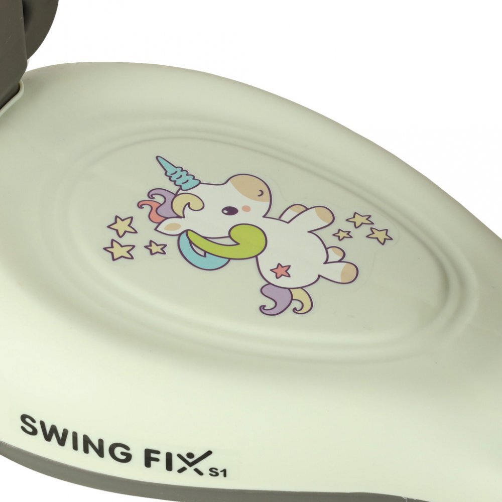 Ikonka PlasmaCar Swing FIX S1 cu LED cu maner Gri constructie solida scaun confortabil Roti cu lumini greutate sustinuta 65 kg