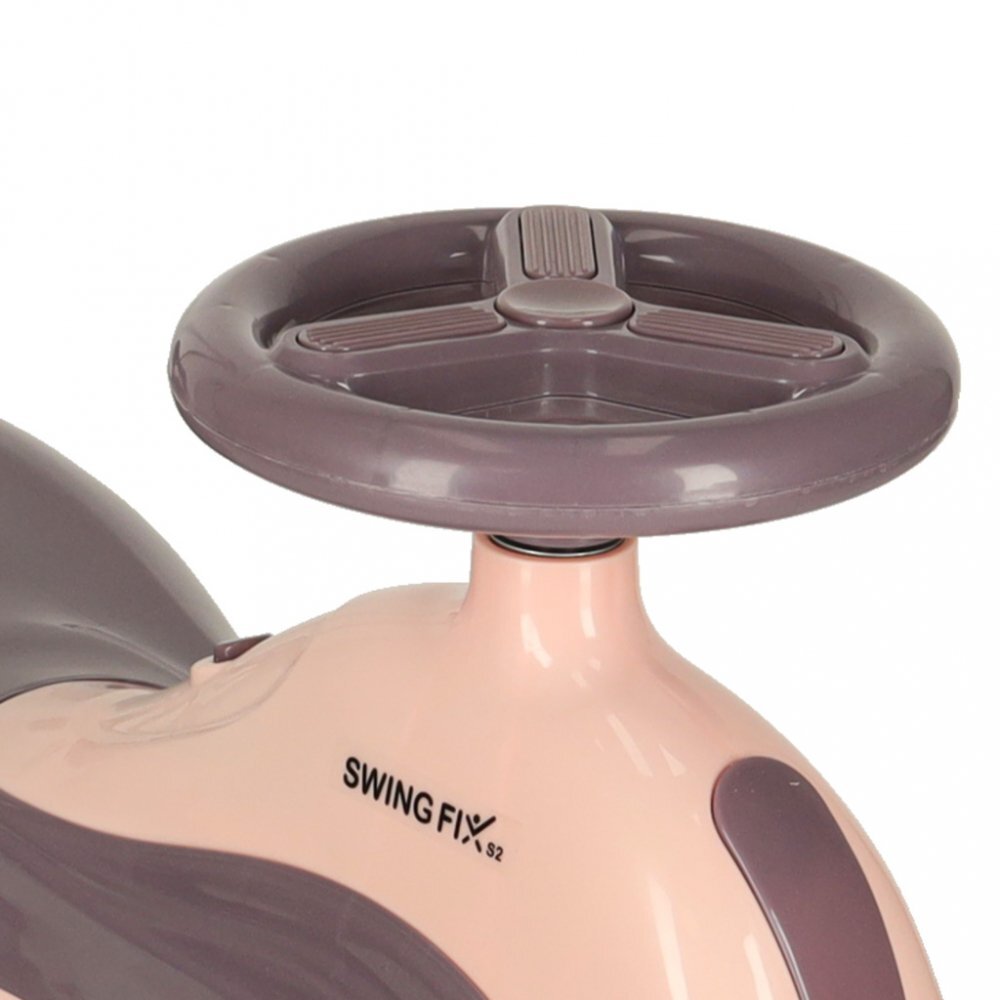 Ikonka PlasmaCar SwingFix S2 Pink cu maner parentallumini LEDRoti silentioase din cauciucCentura de sigurantade la 3 ani