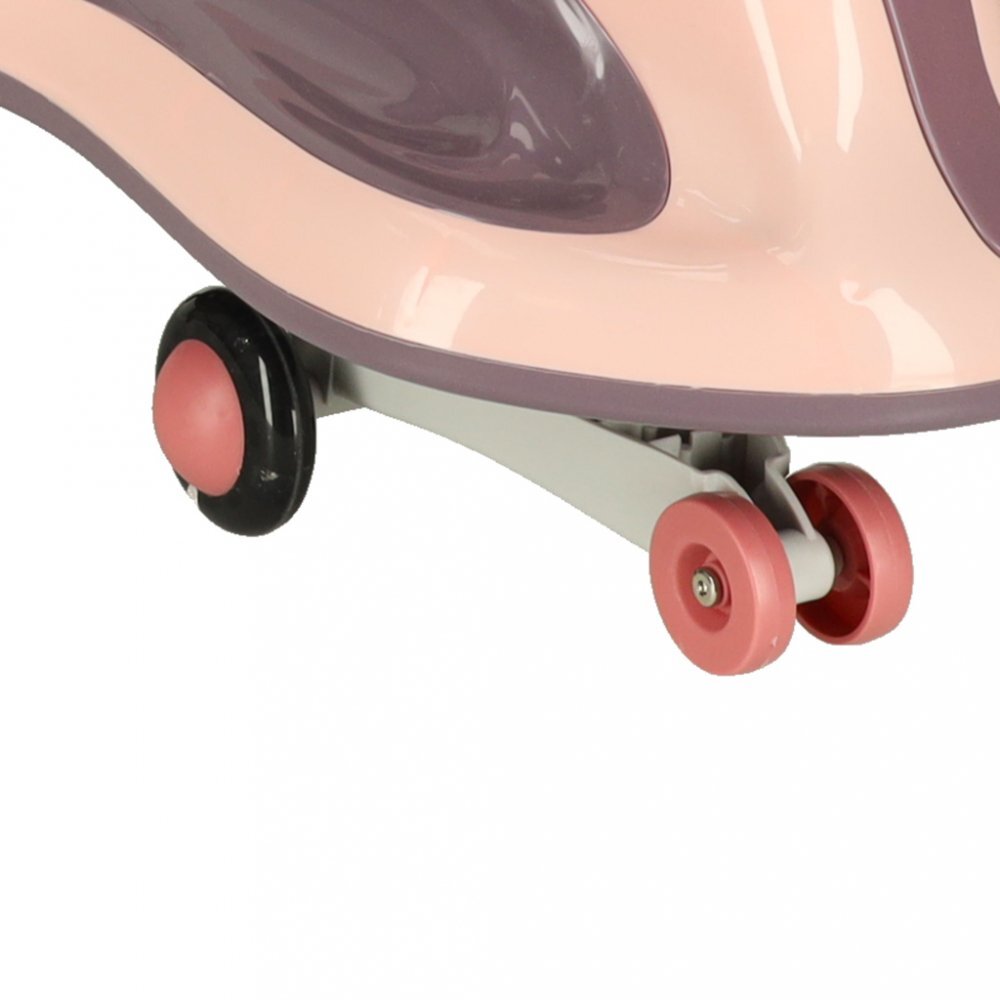Ikonka PlasmaCar SwingFix S2 Pink cu maner parentallumini LEDRoti silentioase din cauciucCentura de sigurantade la 3 ani