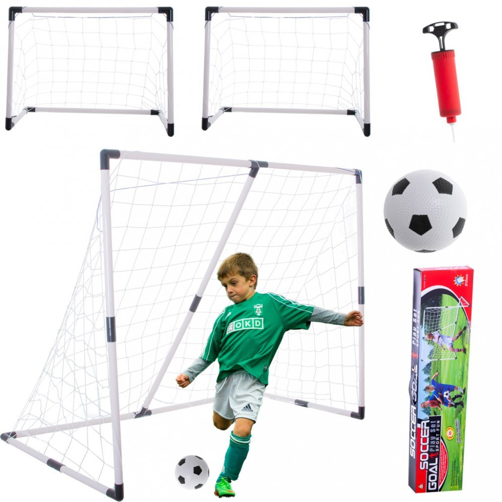 Ikonka Poarta de fotbal pentru copii 2 in 1 cu minge si pompa incluse dimensiune 143 x 110 x 70 cm