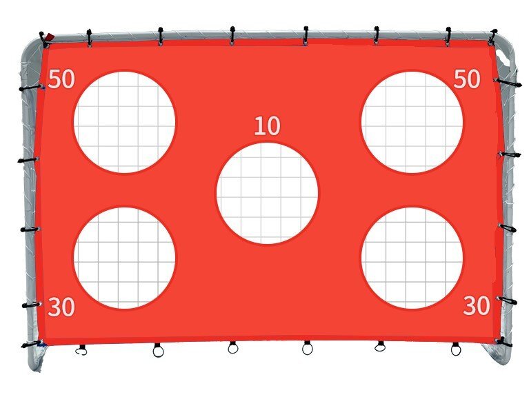 Ikonka Poarta de fotbal si tinta de antrenament 2 in 1 pentru copii portabila cu cadrul din din otel dimensiune 215 x 153 x 76 cm Red