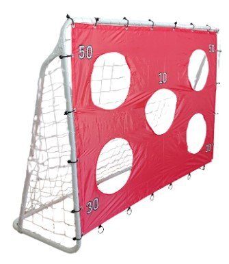 Ikonka Poarta de fotbal si tinta de antrenament 2 in 1 pentru copii portabila cu cadrul din din otel dimensiune 215 x 153 x 76 cm Red