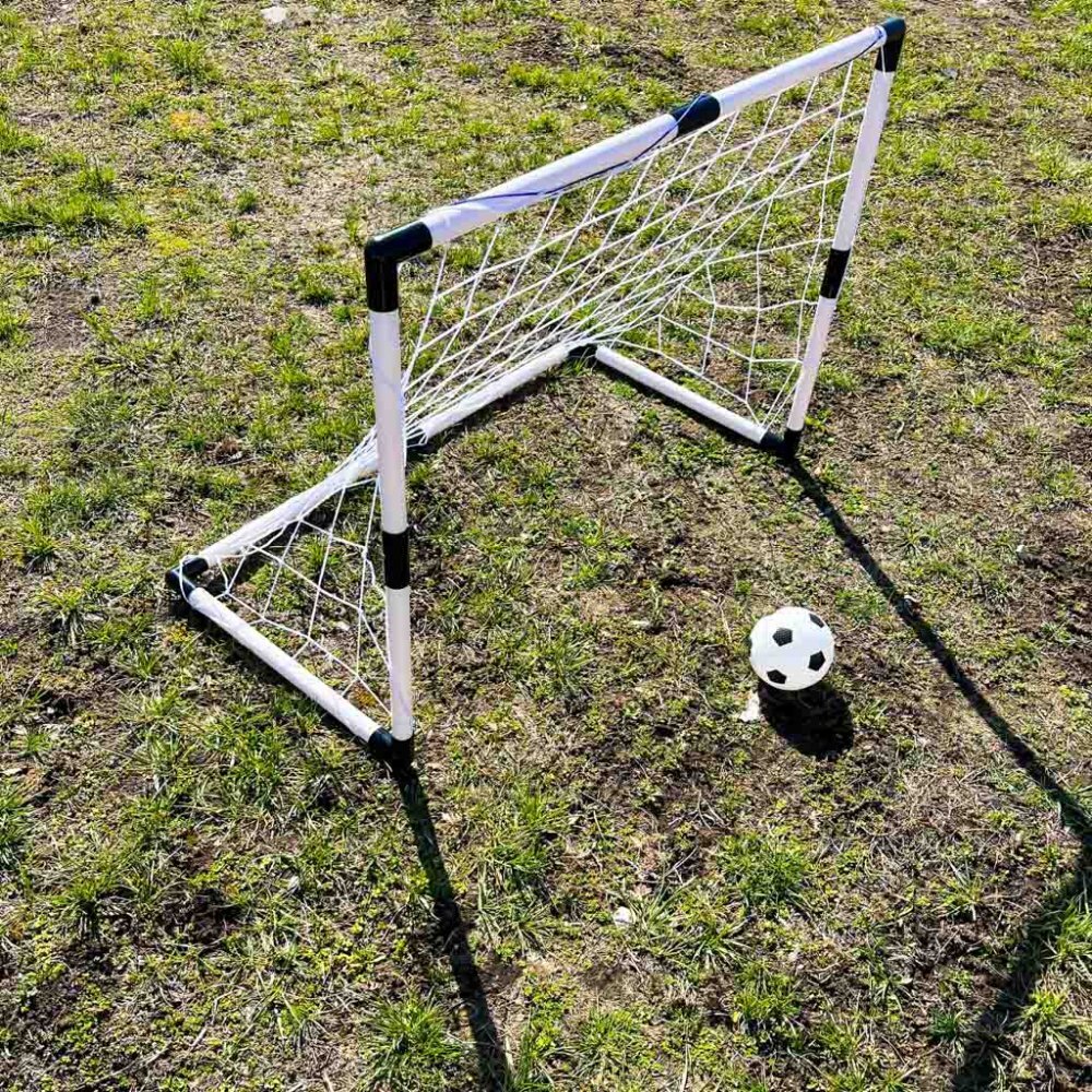 Ikonka Porti de fotbal 2in1 pentru copii cu mingi si pompa inclusa design compact montare intuitiva dimensiune 95 x 48 x 70 cm