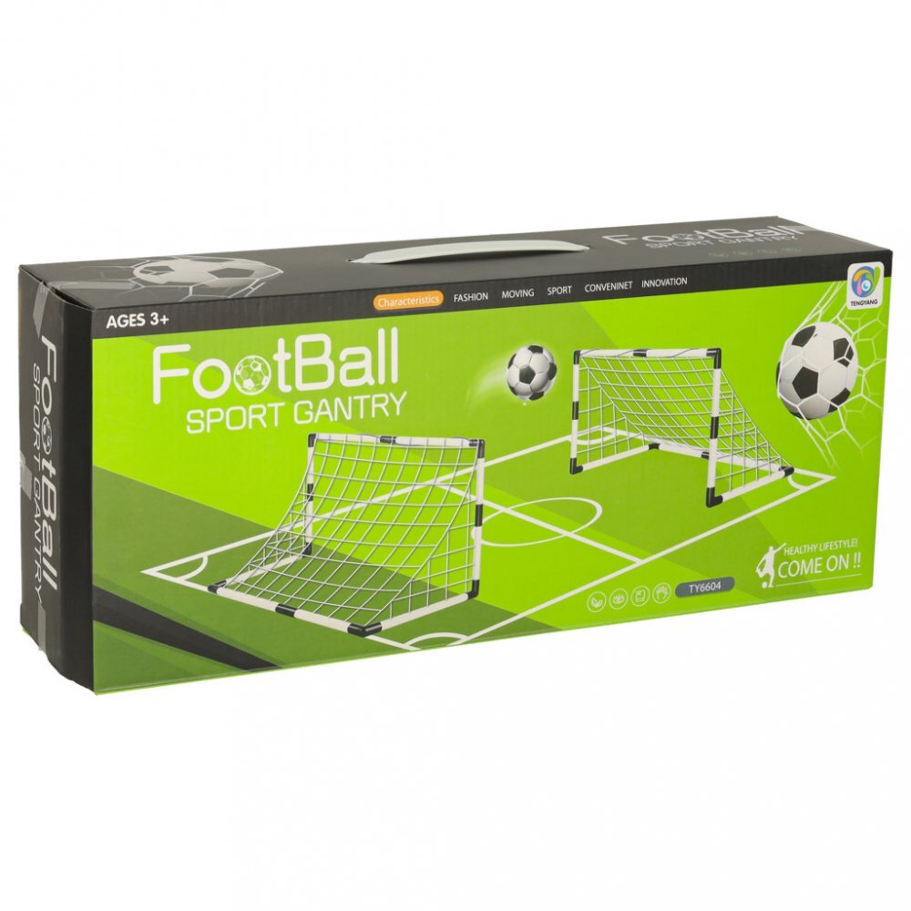 Ikonka Porti de fotbal 2in1 pentru copii cu mingi si pompa inclusa design compact montare intuitiva dimensiune 95 x 48 x 70 cm