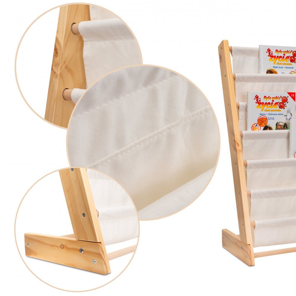 Ikonka Raft organizator de carti pentru copii realizat din lemn dimensiune 79 x 62.5 x 30 cm