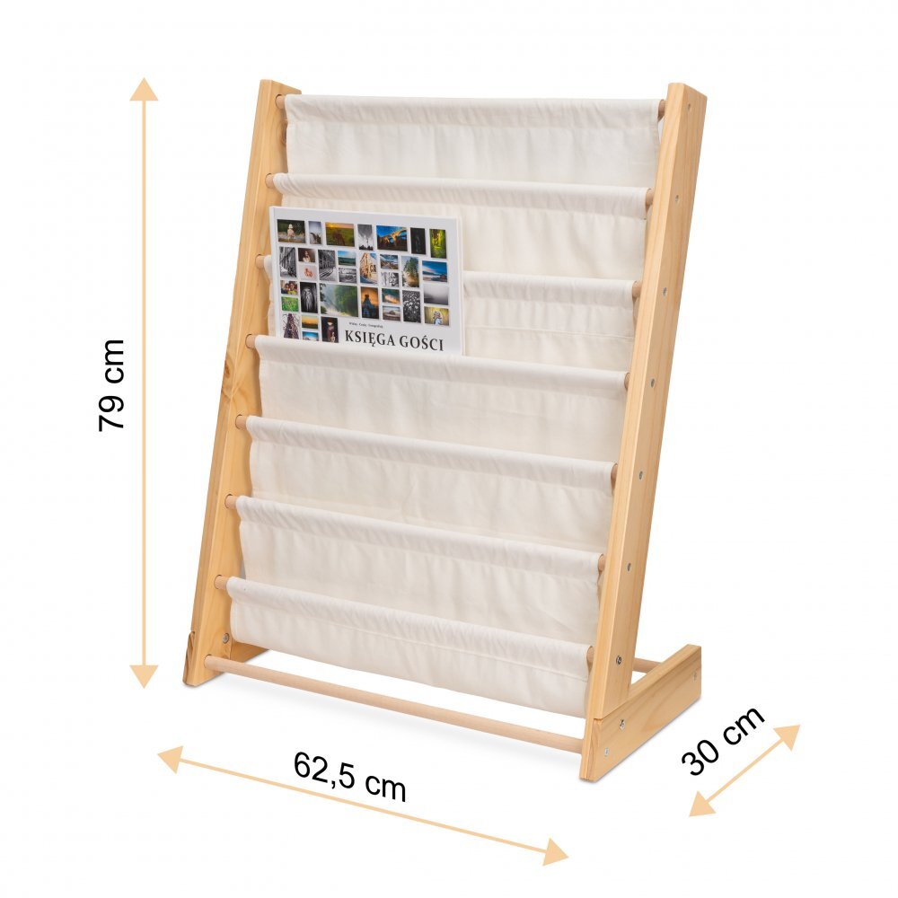 Ikonka Raft organizator de carti pentru copii realizat din lemn dimensiune 79 x 62.5 x 30 cm