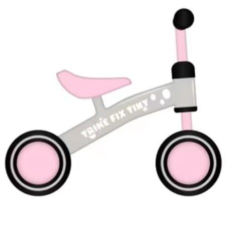 Ikonka Ride-On pentru copii Fix Tiny Roz fara pedale cu 4 roti ghidon reglabil cadru din otel Saua din spuma moale inaltime sezut 27 cm sarcina maxima admisa 30 kg