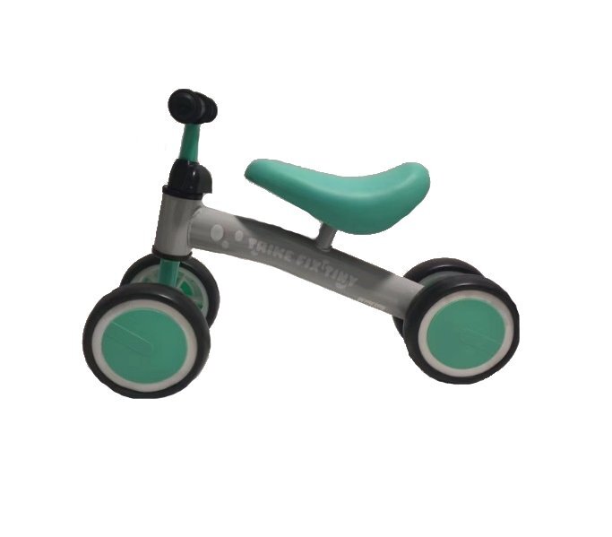 Ikonka Ride-On pentru copii Fix Tiny Verde menta fara pedale cu 4 roti ghidon reglabil cadru din otel Saua din spuma moale inaltime sezut 27 cm sarcina maxima admisa 30 kg