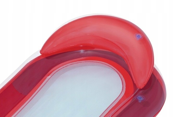 Ikonka Saltea gonflabila pentru plaja si piscina cu Spatar si Cotiere 2 camere de aer independente si plasa 159 x 77 cm sarcina maxima 90 kg Red