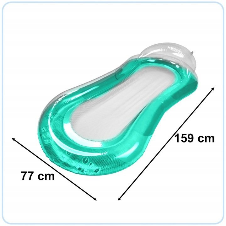 Ikonka Saltea gonflabila pentru plaja si piscina cu Spatar si Cotiere 2 camere de aer independente si plasa 159 x 77 cm sarcina maxima 90 kg Turcoaz