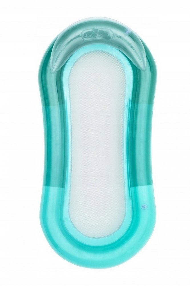Ikonka Saltea gonflabila pentru plaja si piscina cu Spatar si Cotiere 2 camere de aer independente si plasa 159 x 77 cm sarcina maxima 90 kg Turcoaz