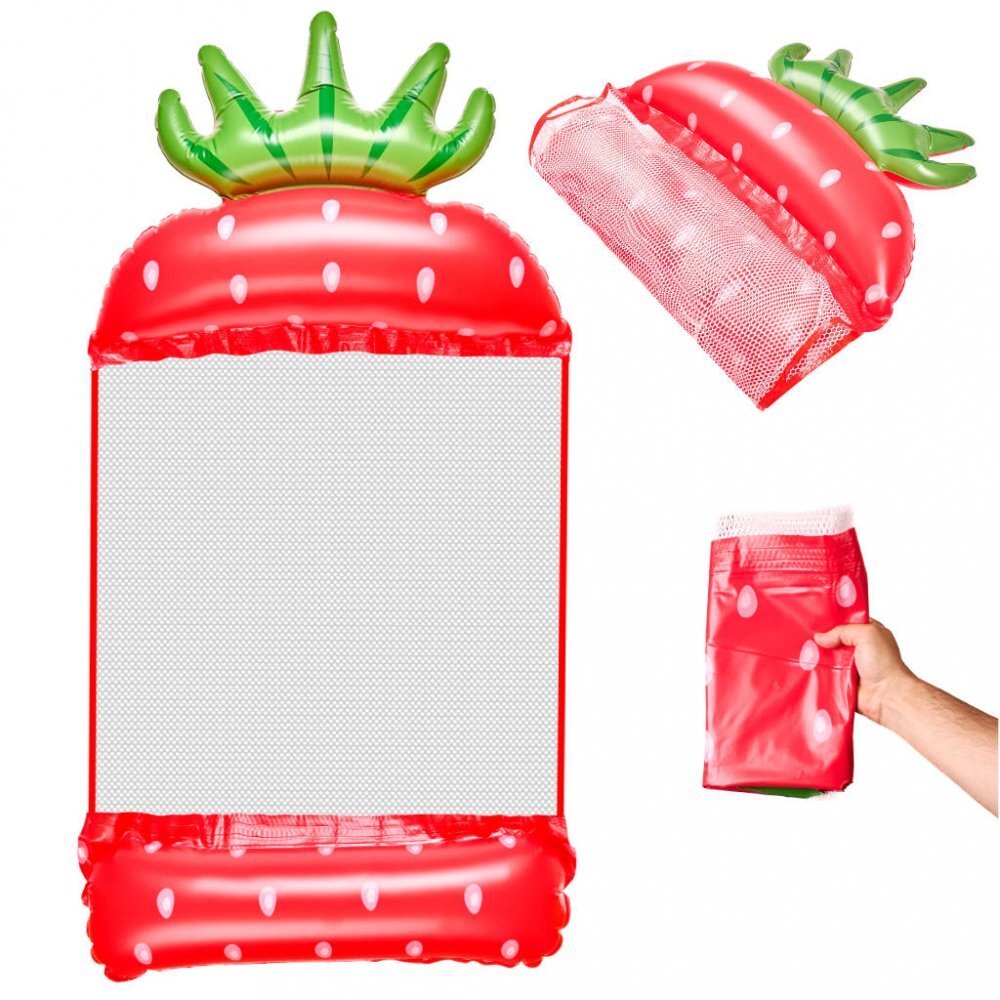 Ikonka Saltea gonflabila tip hamac pentru plaja si piscina dimensiune 150 x 70 cm model Capsunica