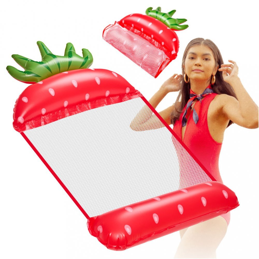 Ikonka Saltea gonflabila tip hamac pentru plaja si piscina dimensiune 150 x 70 cm model Capsunica