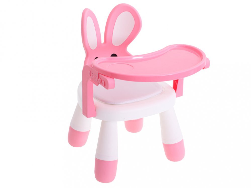 Ikonka Scaun de masa pentru copii 2 in 1 cu tavila reglabila si detasabila sarcina maxima 26 kg dimensiune 31 x 45cm Little Bunny Roz
