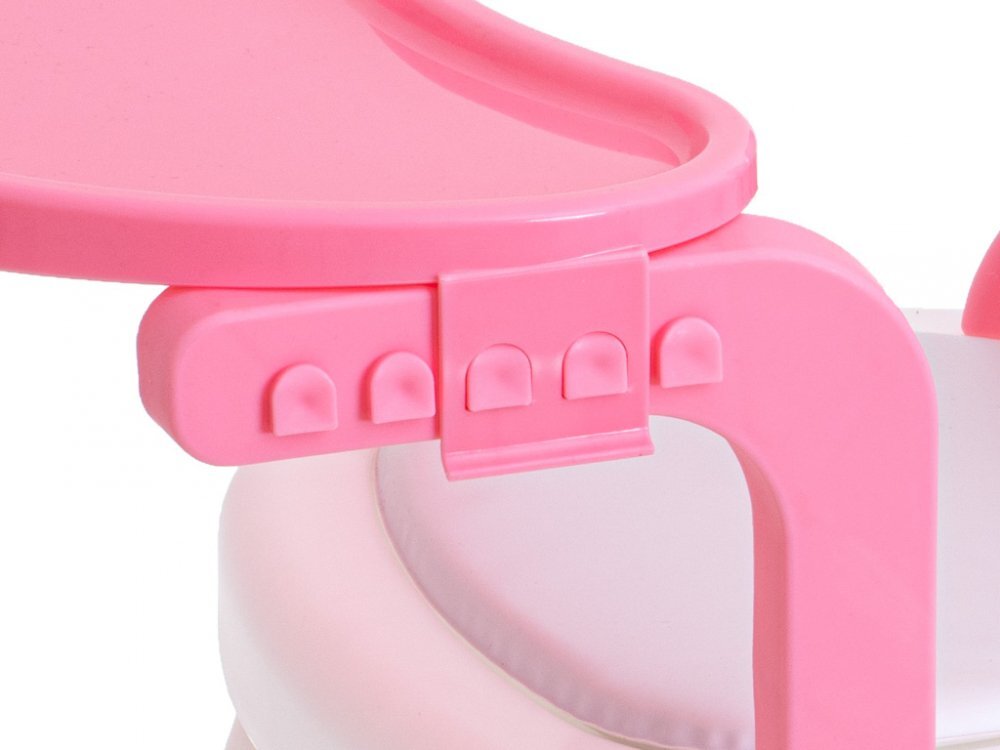 Ikonka Scaun de masa pentru copii 2 in 1 cu tavila reglabila si detasabila sarcina maxima 26 kg dimensiune 31 x 45cm Little Bunny Roz
