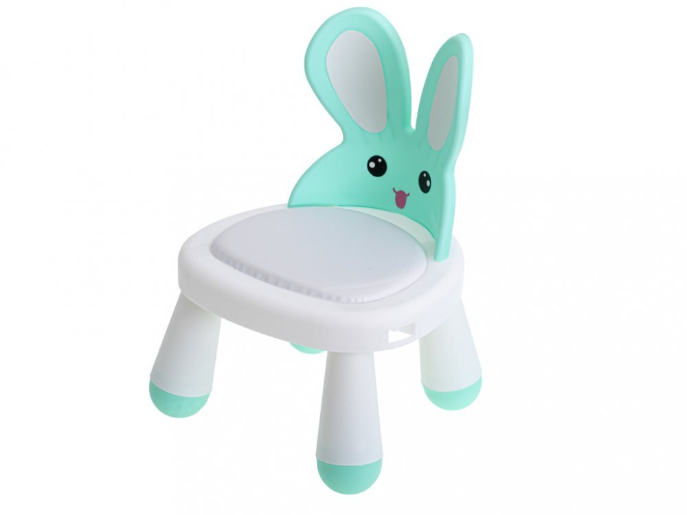 Ikonka Scaun de masa pentru copii 2 in 1 cu tavila reglabila si detasabila sarcina maxima 26 kg dimensiune 31 x 45cm Little Bunny Verde menta