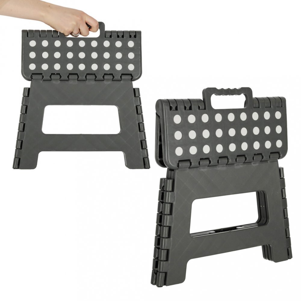 Ikonka Scaunel pentru copii pliabil realizat din plastic dimensiune 22 x 28.5 cm Dark Grey