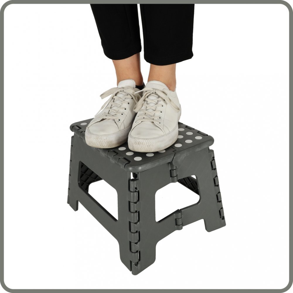 Ikonka Scaunel pentru copii pliabil realizat din plastic dimensiune 22 x 28.5 cm Dark Grey