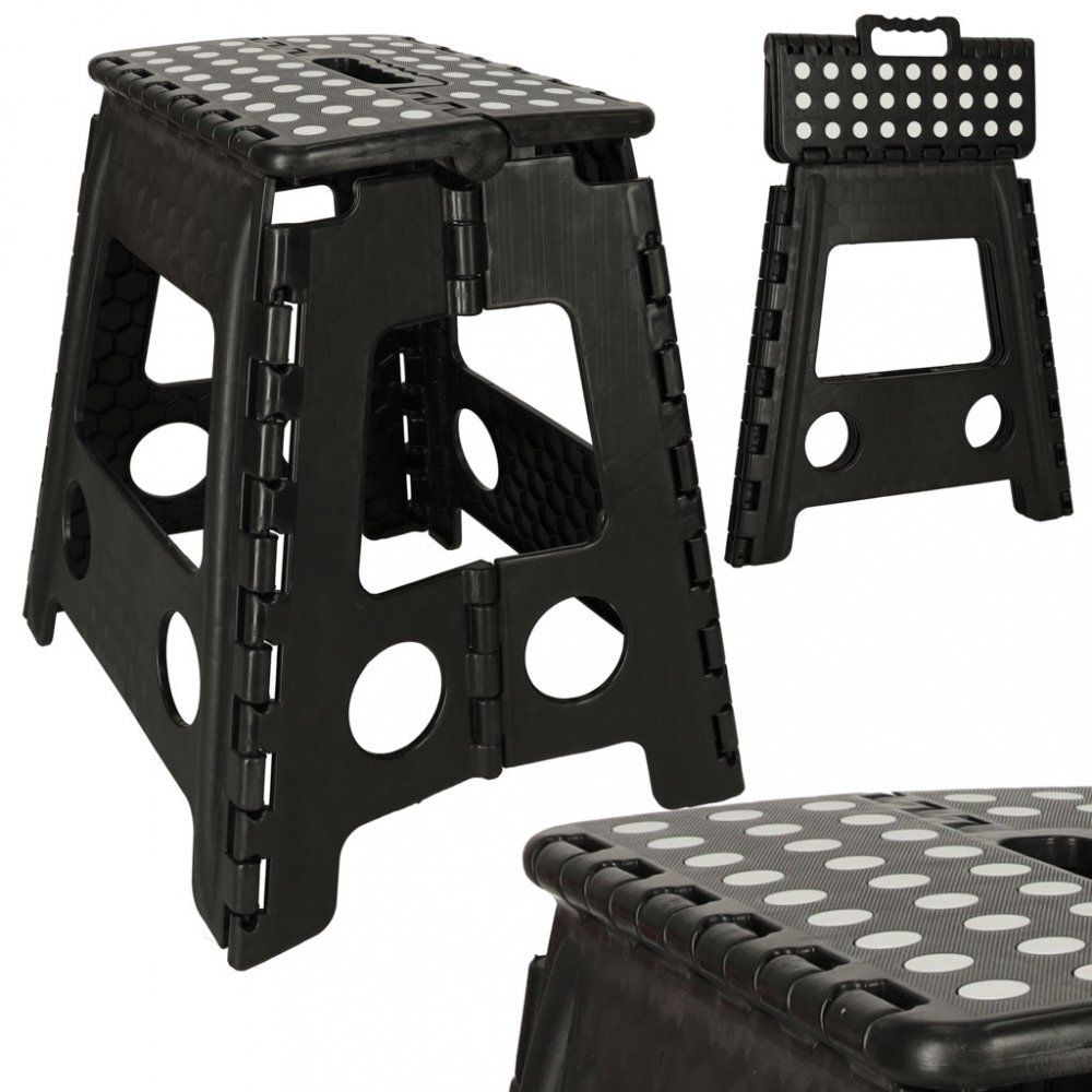 Ikonka Scaunel Pliabil din plastic 39 cm negru
