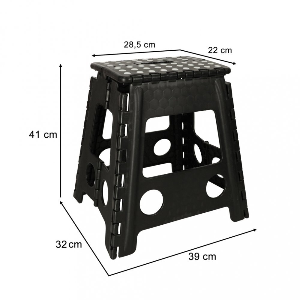 Ikonka Scaunel Pliabil din plastic 39 cm negru