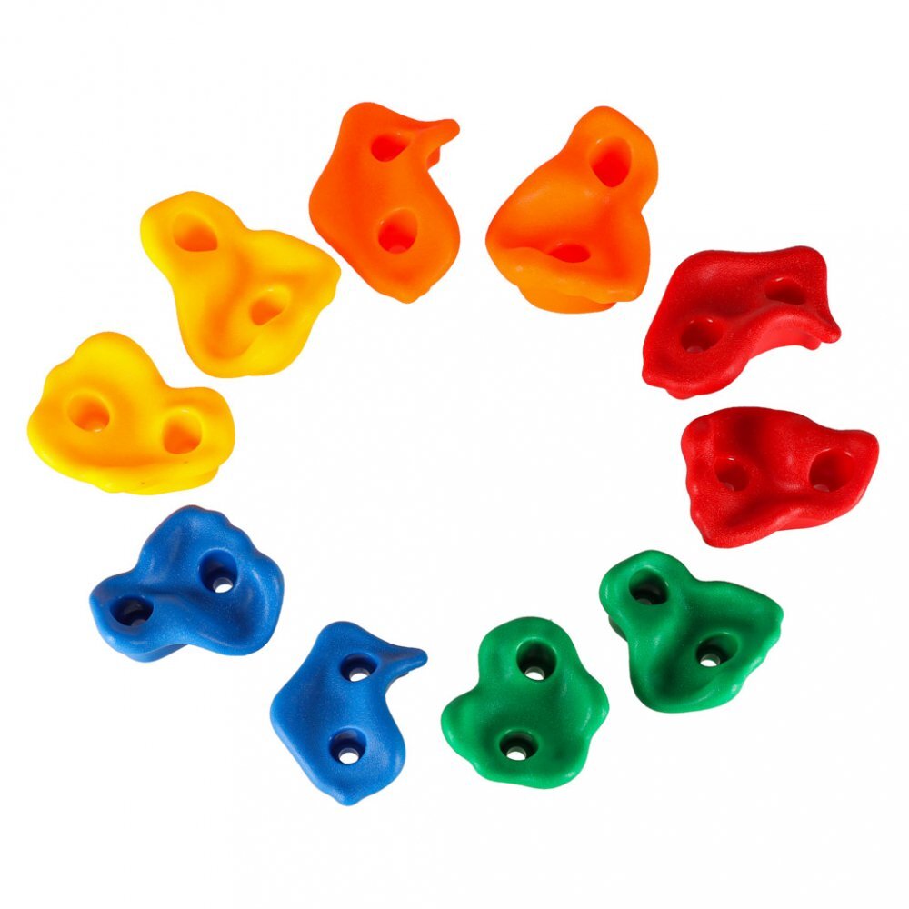 Ikonka Set 10 pietre de catarat si escaladat multicolor cu manere si suruburi incluse