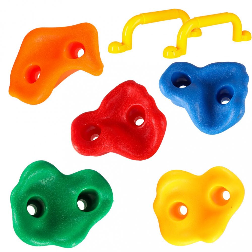 Ikonka Set 10 pietre de catarat si escaladat multicolor cu manere si suruburi incluse