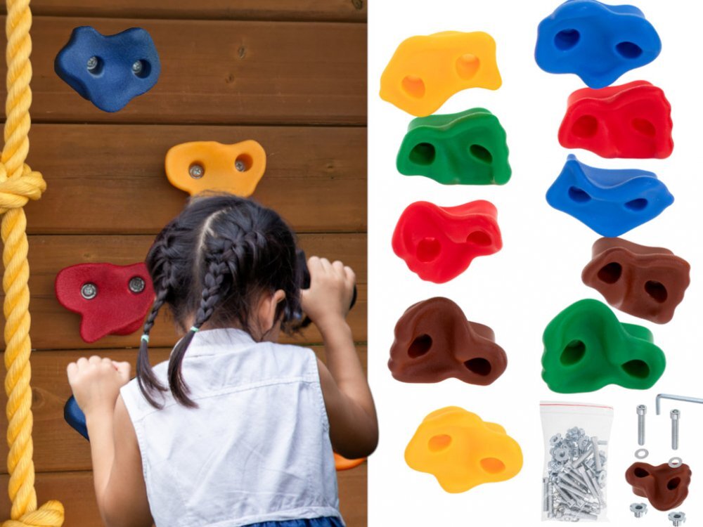 Ikonka Set 10 prize de catarare pentru copii cu sistem fixare inclus Multicolor Alpinism