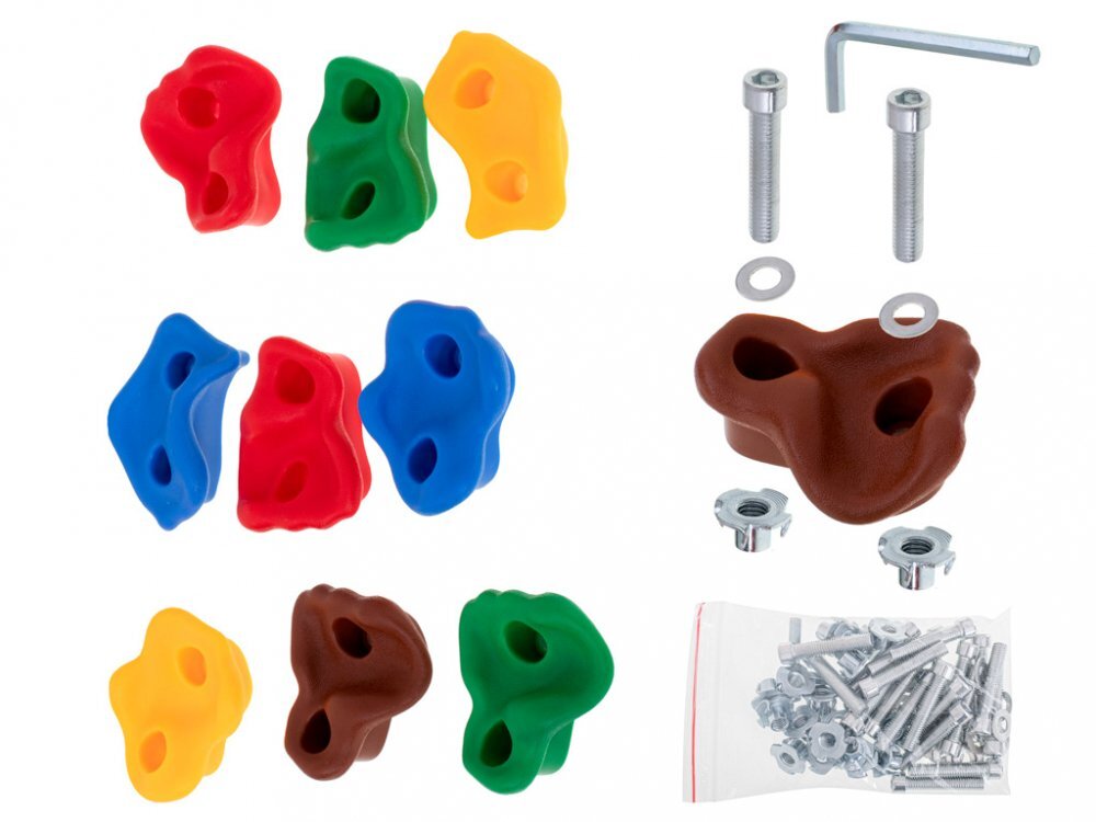 Ikonka Set 10 prize de catarare pentru copii cu sistem fixare inclus Multicolor Alpinism