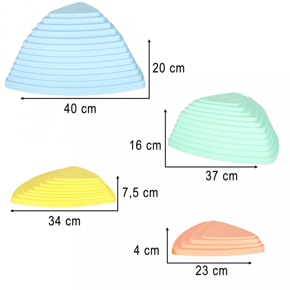 Ikonka Set 11 pietre de echilibru pentru copii pastel design ergonomic si inaltimi variabile