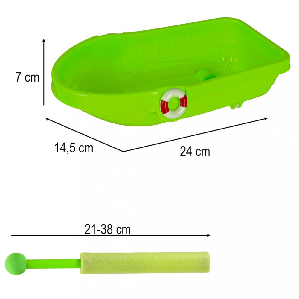 Ikonka Set 12 jucarii de plaja pentru copii cu Barca Pistol cu apa grebla si matrite Green